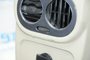 Консоль центральна підлокітник та підсклянник VW Tiguan 09-17 шкіра беж подряпини, без заглушок, зламаний повітропровід