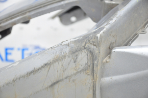 Бампер передний голый Honda Civic X FC 16-18 серебро, крашен, слом креп, прижат, трещины, нет фрагмента, царапины