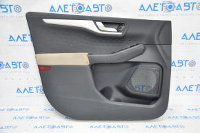 Обшивка дверей картка передня ліва Ford Escape MK4 20-22 чорна з бежевим, подряпини, під чищення