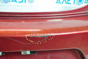Бампер задний голый Nissan Leaf 13-17 красный, мелкие царапины, надломаны креп