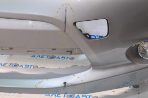 Бампер передний голый Nissan Leaf 13-17 серебро, царапины, прижат