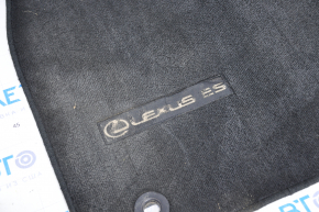 Комплект ковриков салона Lexus ES300h ES350 13-18 тряпка, черный надорвана эмблема переднего левого коврика