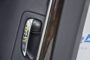 Обшивка дверей картка зад лев Lexus ES300h ES350 13-18 чорна шкіра, молдинг під темне дерево подряпини