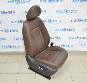Пасажирське сидіння Audi Q5 8R 09-17 з airbag, електро, підігрів, шкіра коричнева затерта шкіра сидіння, подряпини ззаду на спинці