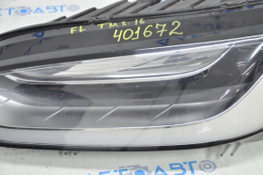 Фара передняя левая Tesla Model X 16-21 BASE в сборе, песок, конденсат под стеклом, сломаны направляющие нижних креплений