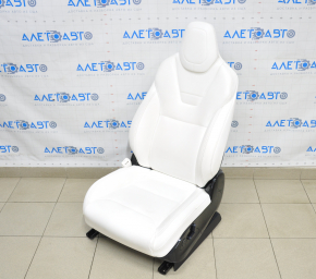Водійське сидіння Tesla Model X 16-21 шкіра біла, з airbag, електро, підігрів, подряпини та затерта шкіра, подряпини ззаду на спинці