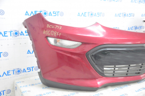 Бампер передний в сборе Chevrolet Bolt 17-21 красный, с камерой, с абсорбером, с оптикой, песок на накладке, царапины