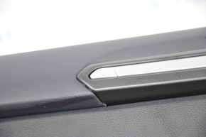 Обшивка дверей картка задня ліва Ford Fusion mk5 17-20 titanium, чорна шкіра з чорною вставкою шкіра, підлокітник шкіра, молдинг сірий, тріщина, подряпини