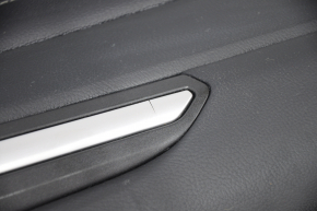 Обшивка дверей картка передня лев Ford Fusion mk5 17-20 titanium, чорна шкіра з чорною вставкою шкіра, підлокітник шкіра, з підсвічуванням, сірий молдинг, тріщина, подряпини
