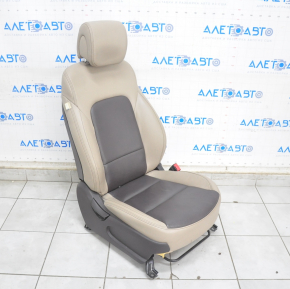 Пассажирское сидение Hyundai Santa FE Sport 17-18 рест, с airbag, механич, кожа бежевое+коричневое, подогрев