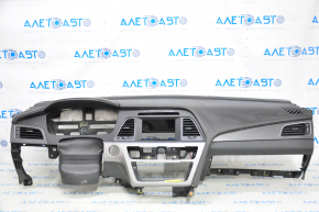 Торпедо передняя панель без AIRBAG Hyundai Sonata 15-17 черн, треснута