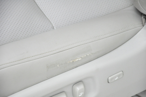 Водительское сидение Lexus RX350 RX450h 10-15 без airbag, электро, кожа серое, подогрев, вентиляция, перетянута нижняя часть, трещины на коже, надрыв, не закрывается бардачок