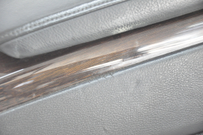 Консоль центральная подлокотник и подстаканники BMW X5 E70 07-13 кожа, черн, вставки под темное дерево, царапины, сломана накладка, примята