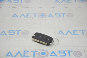 Ключ VW Tiguan 12-17 4 кнопки, раскладной, потерт, отсутствует эмблема