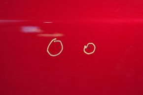 Дверь в сборе передняя левая Tesla Model 3 18- красный PMMR, царапины, мелкие тычки, полезла краска на кромке, царапины на хроме