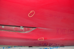 Бампер задний голый Tesla Model 3 18- красный, под парктроники, царапины, тычки, мелкие подкрасы, в броне плёнке