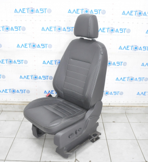 Водійське сидіння Ford C-max MK2 13-18 з airbag, електро, шкіра чорна, тріщини на шкірі