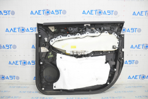 Обшивка двери карточка передняя левая Ford Edge 15-18 черн кожа, titanium белая строчка, царапины