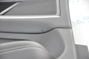 Обшивка дверей картка задня ліва Ford Edge 15-18 чорна шкіра, titanium, біла строчка, тички