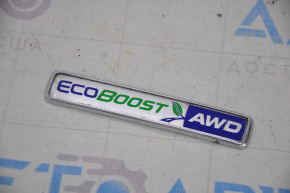 Эмблема надпись ECOBOOST AWD двери багажника Ford Edge 15-18 облез хром