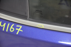 Дверь в сборе задняя правая Nissan Rogue 14-20 синий RBY, тычки, тычки на хроме, царапины на стекле
