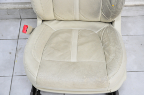 Водійське сидіння Lincoln MKZ 13-16 без airbag, електро, шкіра беж, під хімчистку, тріщини на шкірі, подряпини на накладці