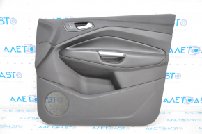Обшивка дверей картка передня прав Ford Escape MK3 17-19 рест, чорна, хром ручка, подряпини