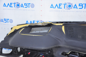 Торпедо передняя панель без AIRBAG BMW 7 G11 G12 16-19 кожа, под проекцию, черно-бежевая, под перетяжку