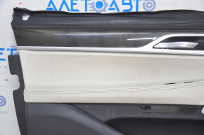 Обшивка двери карточка передняя левая BMW 7 G11 G12 16-22 кожа беж, elfenbein-weiss, с подсветкой, Harman Kardon, под перетяжку, под химч