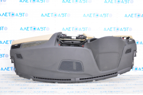 Торпедо передня панель з AIRBAG BMW X3 F25 11-17 чорна з бежевими вставками, накладки під дерево, без проекції