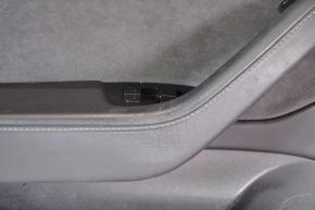 Обшивка двери карточка передняя левая Tesla Model 3 18-20 кожа чёрная, с управлением стеклоподъемником и кнопкой открытия двери, потёрта кожа