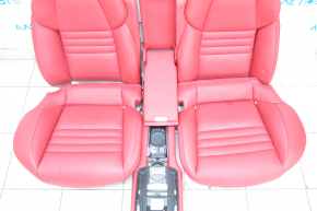 Комплект сидінь у зборі Porsche Panamera 10-16 з airbag, електро, підігрів, вентиляція, під пам’ять, шкіра червона, Sport, + картки салону комплект, + центральна консоль перед , зад, подряпини, тр