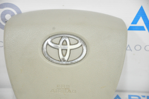 Подушка безопасности airbag в руль водительская Toyota Sienna 11-16 бежевая, облез хром