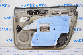 Обшивка двери карточка передняя левая Ford Fusion mk5 17-20 тряпка, серый, топляк, облезло покрытие накладки
