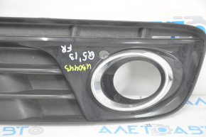 Нижняя решетка переднего бампера правая Audi Q5 8R 13-17 рест, хром, под птф, тип 2, песок, слом креп