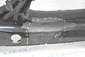 Бампер передній голий Porsche Cayenne 958 11-14 чорний, під парктроніки, під омивачі фар, притиснутий, злам креп, тріщини