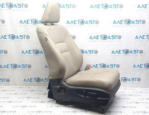Пасажирське сидіння Honda Accord 13-17 без airbag, електро, бежева шкіра, потертості, під хімчистку, без моторчика регулювання положення сидіння