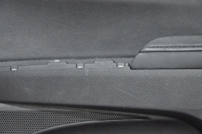 Обшивка двери карточка передняя правая Toyota Avalon 13-18 черный с черной вставкой, потрескана кожа, потертости