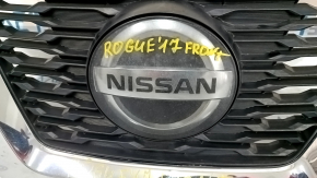 Решетка радиатора grill Nissan Rogue 17- под камеру, под радар, под круглую эмблему, с эмблемой, песок, под полировку эмблема