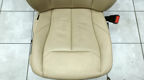 Пасажирське сидіння BMW 3 F30 12-19 з airbag, електро, шкіра беж, не працює електрика, під хімчистку, подряпина на пластику