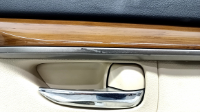 Обшивка двери карточка задняя правая Lexus ES300h ES350 13-18 бежевая с черн вставкой кожа, подлокотник кожа, молдинг под дерево, надорван подлокотник, под химчистку