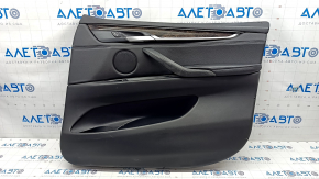 Обшивка дверей картка передня права BMW X5 F15 14-18 шкіра чорна Dakota, надриви, подряпини