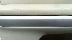 Обшивка двери карточка передняя левая Lexus RX300 RX330 RX350 RX400H 04-09 беж с беж вставкой кожа, подлокотник кожа, молдинг серый, царапины, дефект кожы, надрыв