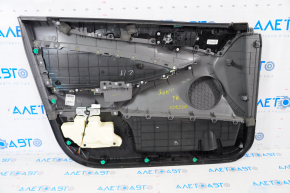 Обшивка дверей картка передня права Hyundai Sonata 11-15 черн з сіркою вставкою шкіра, підлокітник шкіра, черн молдинг структура, подряпини
