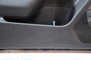 Обшивка двери карточка передняя левая Subaru Legacy 15-19 черн с беж вставкой тряпка, подлокотник кожа молдинг серый структура, царапины, под чистку