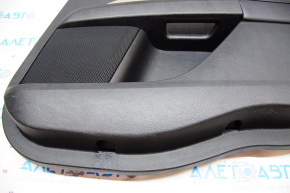 Обшивка двери карточка задняя правая Ford Fusion mk5 17-20 черн с беж вставкой тряпка, подлокотник кожа, молдинг серый структура, вздулась кожа, царапины, под чистку