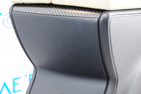 Консоль центральная подлокотник и подстаканники Tesla Model X 16-21 кожа черная, беж подлокотник, под карбон, царапины