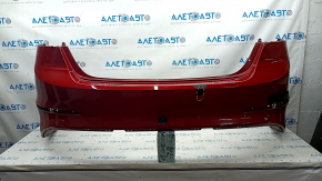 Бампер задний голый Hyundai Elantra AD 17-18 дорест, красный, крашен, полезла краска, прижат, трещина, слом креп