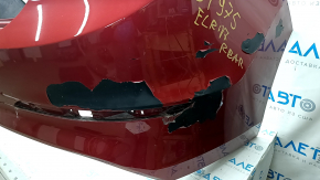 Бампер задній голий Hyundai Elantra AD 17-18 дорест, червоний, фарбований, полізла фарба, притиснутий, тріщина, злам креп