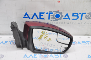 Зеркало боковое правое Ford Focus mk3 15-18 рест 7 пинов, поворотник, красное, разбит зеркальный элемент